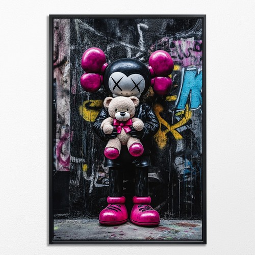 Quadro kaws and - teddy, bear